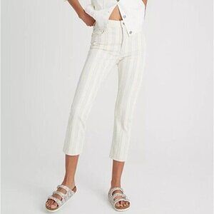 Anthropologie Pilcro Fleur High Rise Slim Crop Jeans Striped Women‘s Size 26